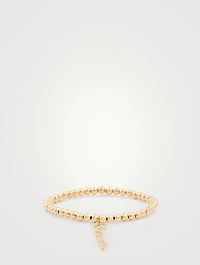 14K Gold Beaded Bracelet With Love Charm