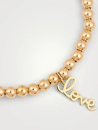 14K Gold Beaded Bracelet With Love Charm
