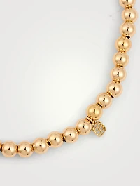 14K Gold Beaded Bracelet With Love Charm