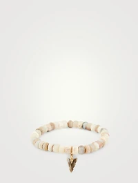 Australian Opal Beaded Bracelet With 14K Gold Diamond Arrowhead Charm