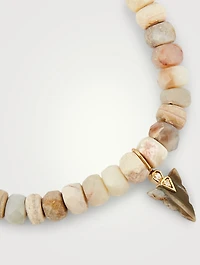 Australian Opal Beaded Bracelet With 14K Gold Diamond Arrowhead Charm