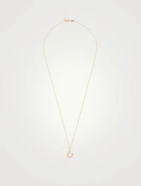 14K Gold Chain Necklace With Diamond Horseshoe Charm