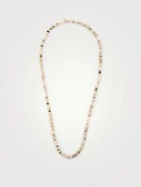 Opal Beaded Necklace With 14K Gold Evil Eye Rondelle