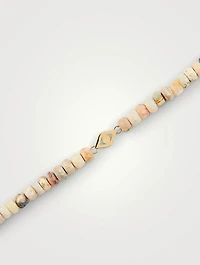 Opal Beaded Necklace With 14K Gold Evil Eye Rondelle