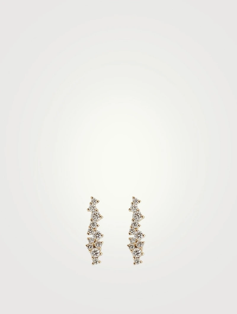 14K Gold Cocktail Bar Stud Earrings With Diamonds
