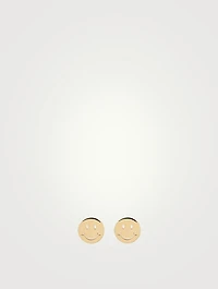14K Gold Happy Face Stud Earrings