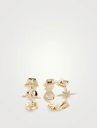 14K Gold Icon Huggie Hoop Earrings With Diamonds