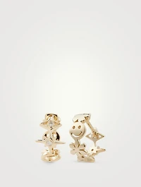 14K Gold Icon Huggie Hoop Earrings With Diamonds