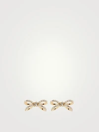 14K Gold Bow Stud Earrings With Diamonds