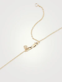 Large 14K Gold Feather Necklace With Diamonds