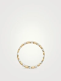 14K Yellow & White Gold Heart Eternity Ring With Diamonds