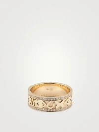 14K Gold Icon Ring With Diamonds