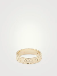 Small 14K Gold Icon Ring With Diamonds