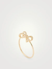 14K Gold Bow Ring With Diamonds
