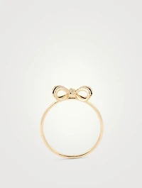 14K Gold Bow Ring With Diamonds
