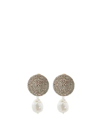 Crystal Disc Earrings With Pearls
