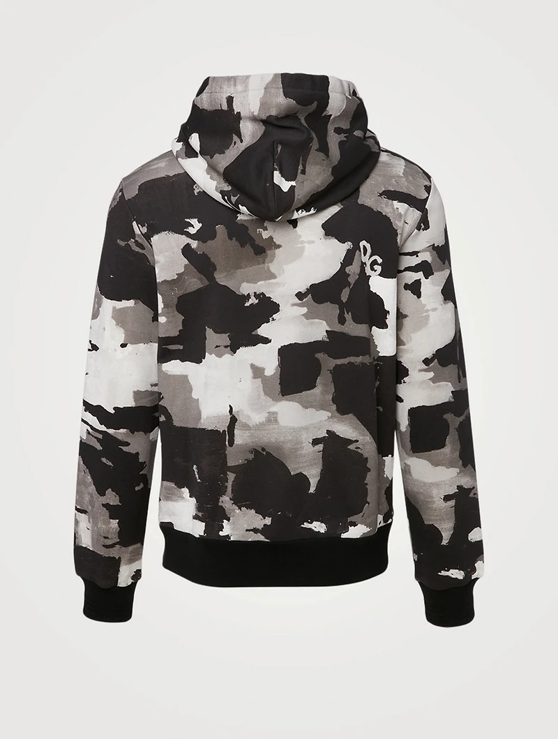 Cotton-Blend Hoodie Camouflage Print