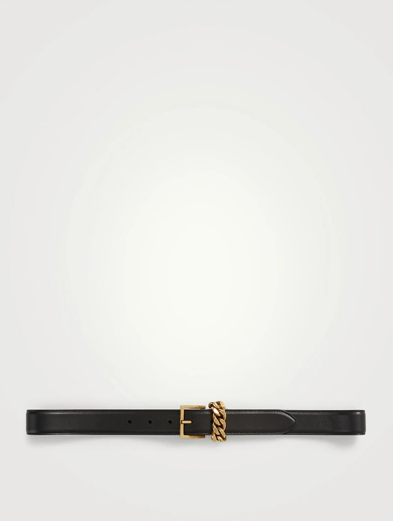 Leather Belt With Chain Loop