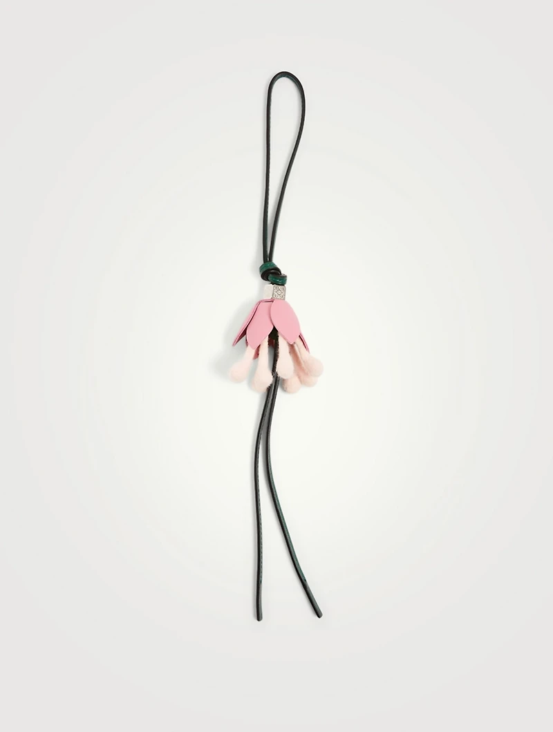 Leather And Wool Flower Charm