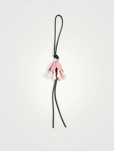Leather And Wool Flower Charm