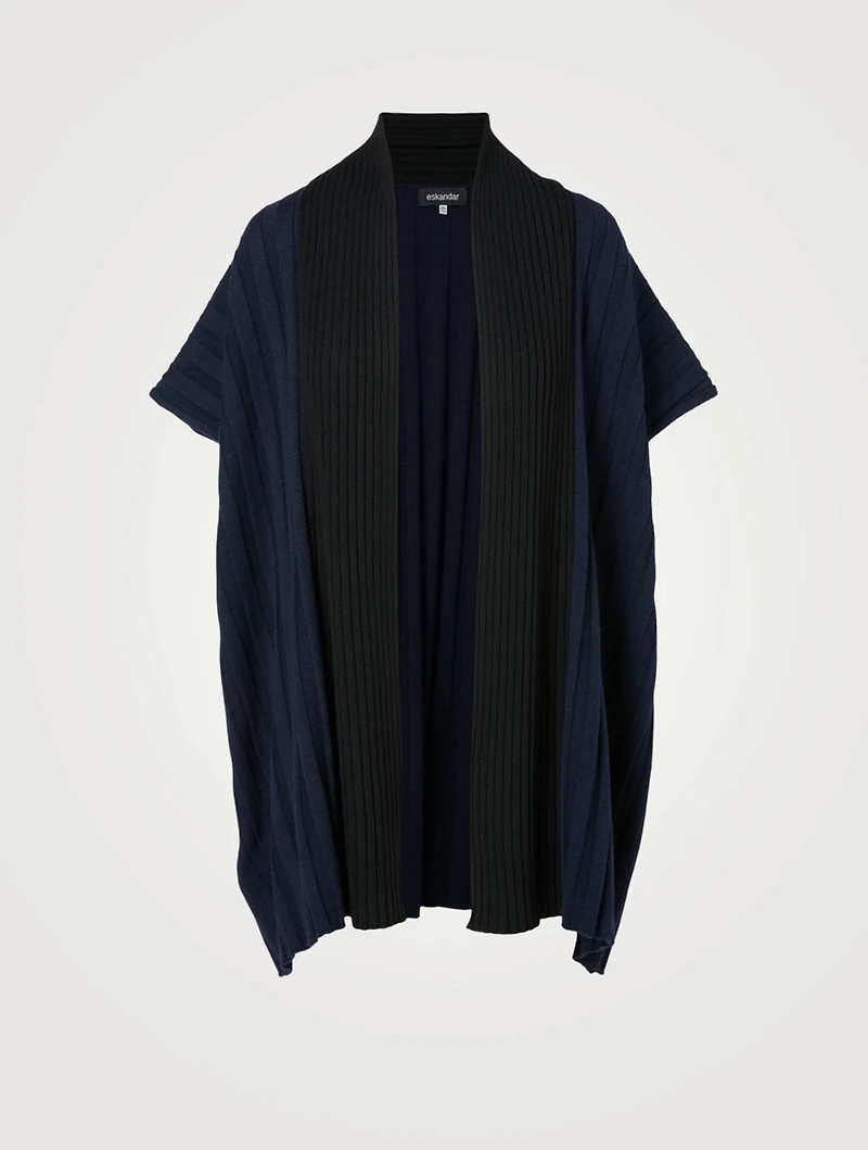 Wool Sleeveless Knit Top With Shawl Collar
