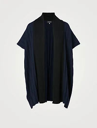Wool Sleeveless Knit Top With Shawl Collar