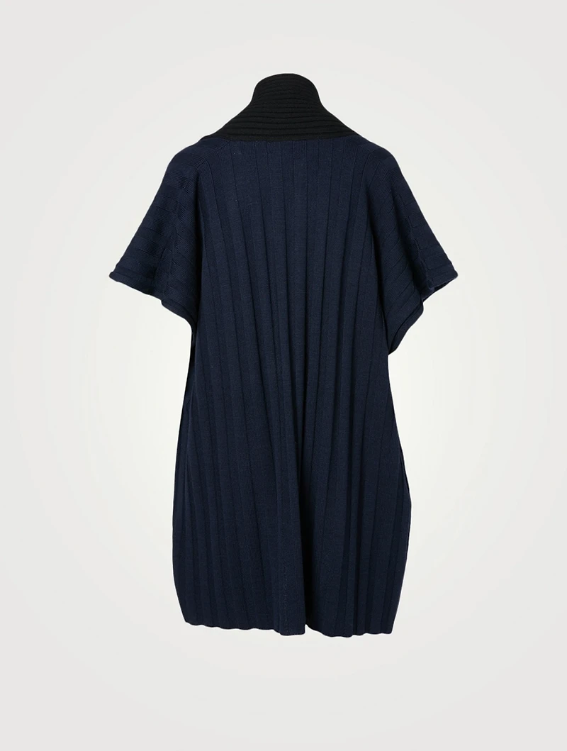Wool Sleeveless Knit Top With Shawl Collar