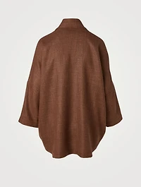 Alpaca Wool And Linen Jacket With Mandarin Collar