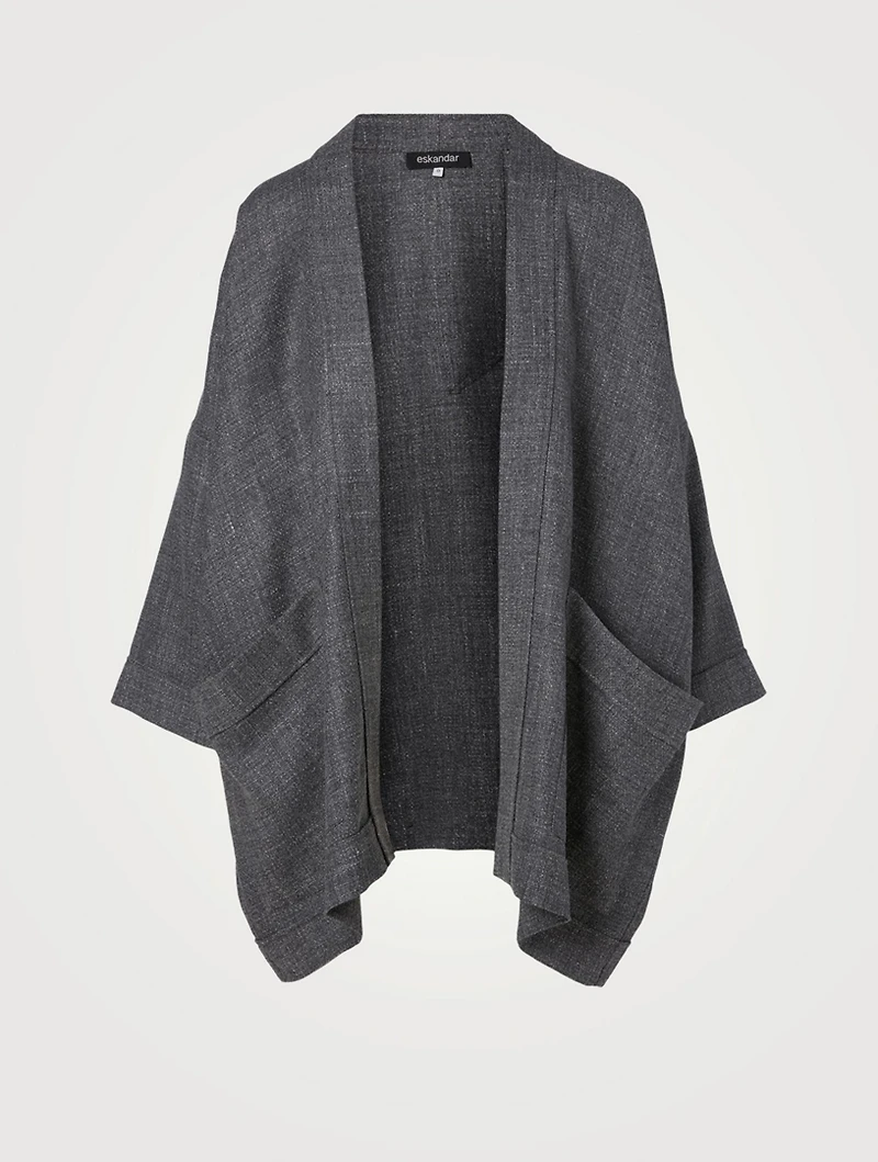 Alpaca Wool And Linen Open Jacket