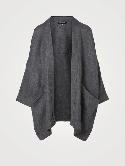 Alpaca Wool And Linen Open Jacket
