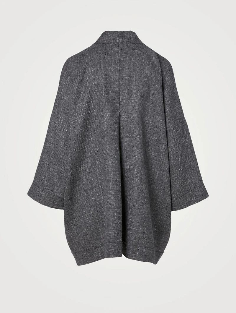 Alpaca Wool And Linen Open Jacket