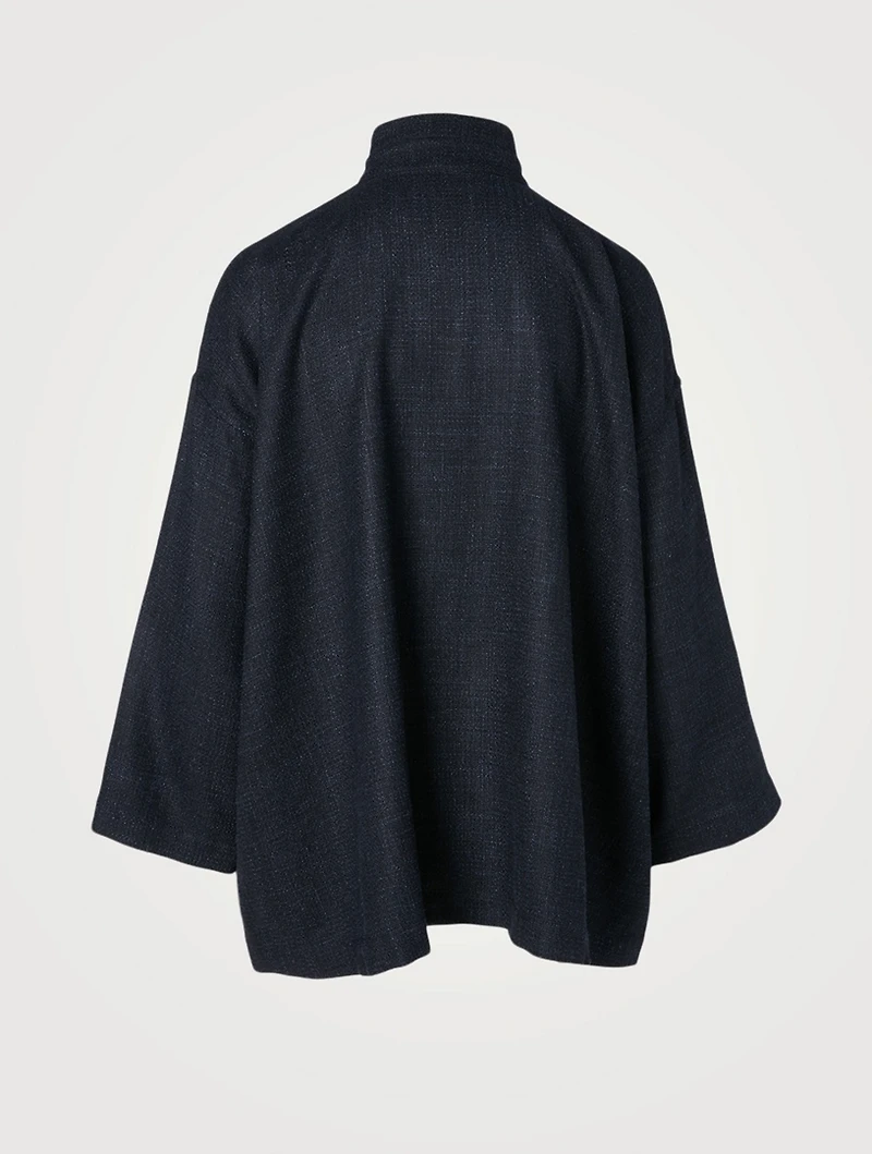 Alpaca Wool And Linen Jacket With Stand Collar