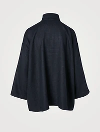 Alpaca Wool And Linen Jacket With Stand Collar