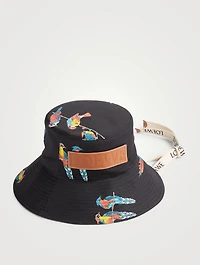 Paula's Ibiza Canvas And Leather Fisherman Hat Parrot Print