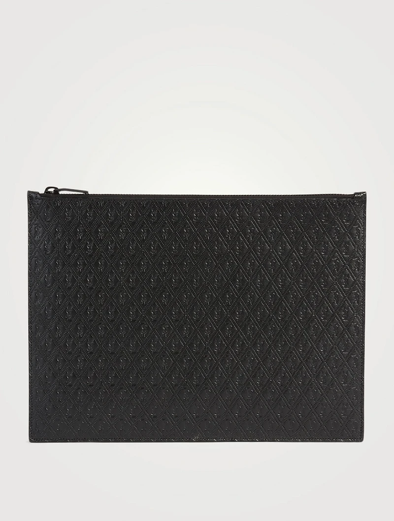 YSL Monogram Embossed Leather Pouch