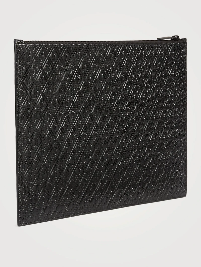 YSL Monogram Embossed Leather Pouch