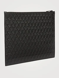 YSL Monogram Embossed Leather Pouch
