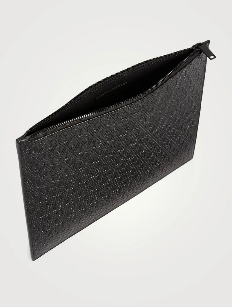 YSL Monogram Embossed Leather Pouch