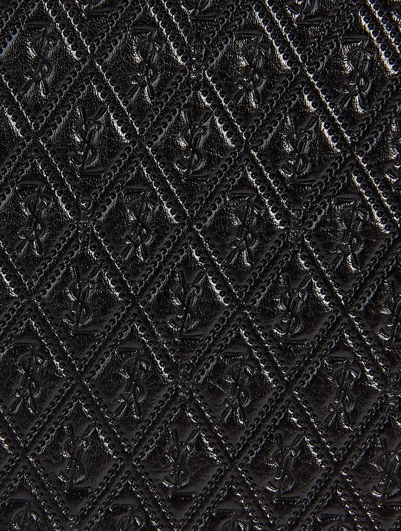 YSL Monogram Embossed Leather Pouch