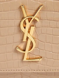 Medium Sunset YSL Monogram Croc-Embossed Leather Bag