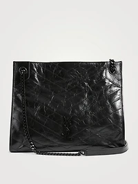 Small Niki YSL Monogram Leather Shopper Tote Bag