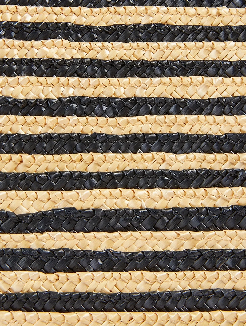 E/W Stripped Raffia Shopping Tote Bag