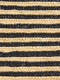 E/W Stripped Raffia Shopping Tote Bag