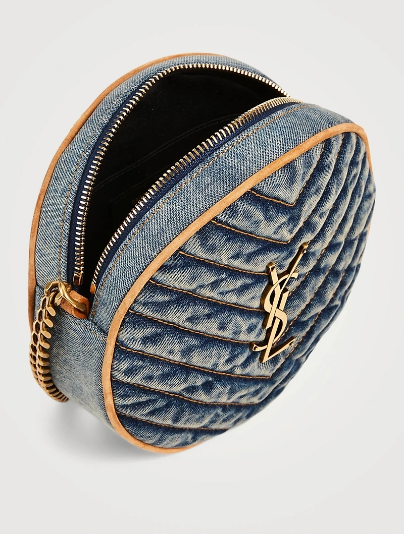 Vinyle YSL Monogram Round Denim Crossbody Bag