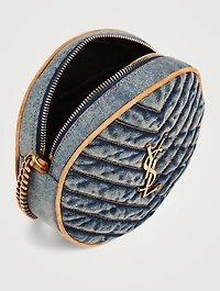 Vinyle YSL Monogram Round Denim Crossbody Bag