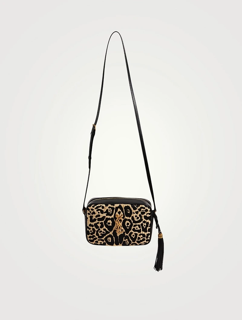 Medium Lou YSL Monogram Raffia Camera Bag In Leopard Print