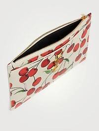 YSL Monogram Leather Pouch In Cherry Print