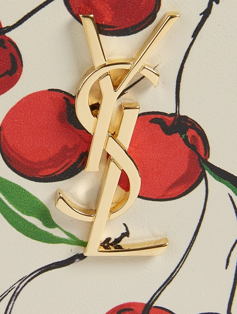 YSL Monogram Leather Pouch In Cherry Print