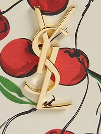 YSL Monogram Leather Pouch In Cherry Print