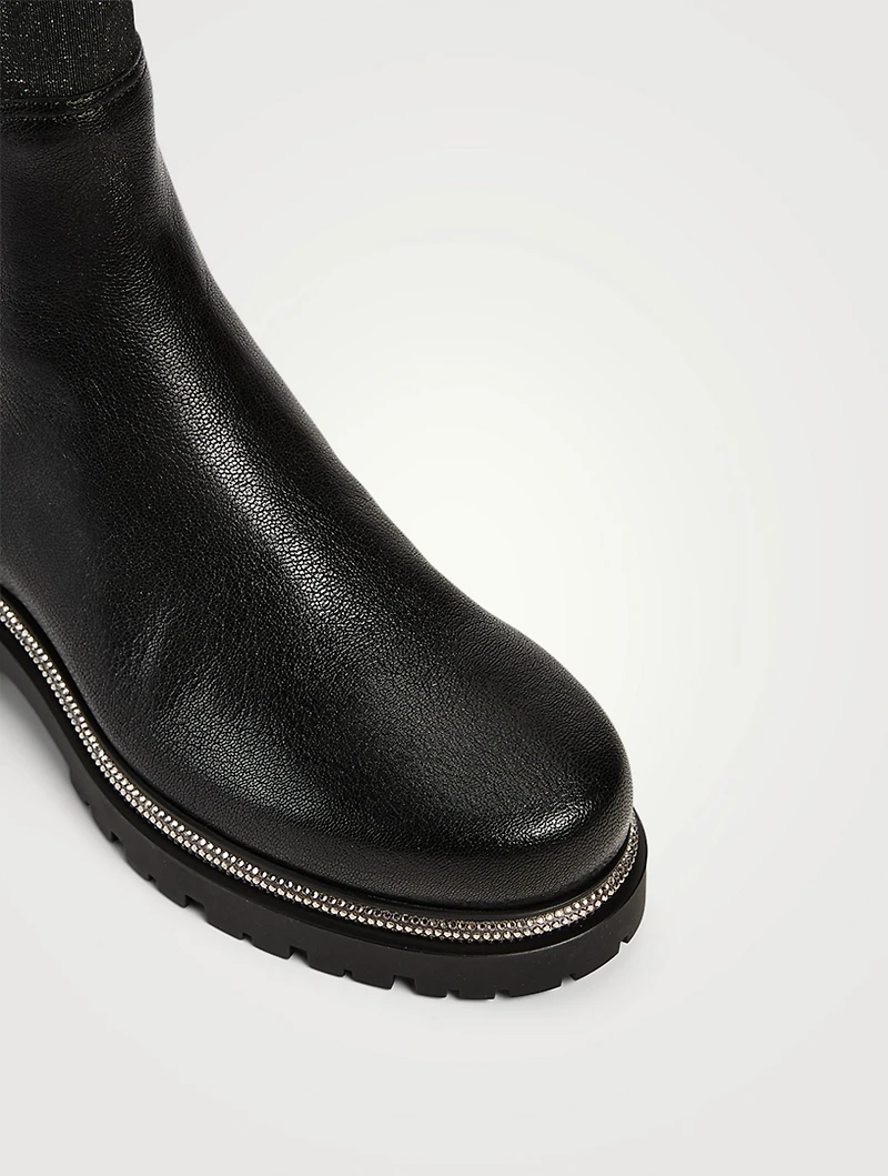Leather Chelsea Boots With Crystal Trim